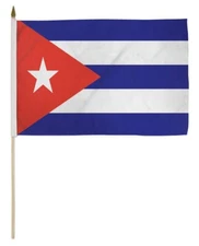 Cuba Cuban 12x18 12"x18" Stick Flag 30" Wood Staff 100D