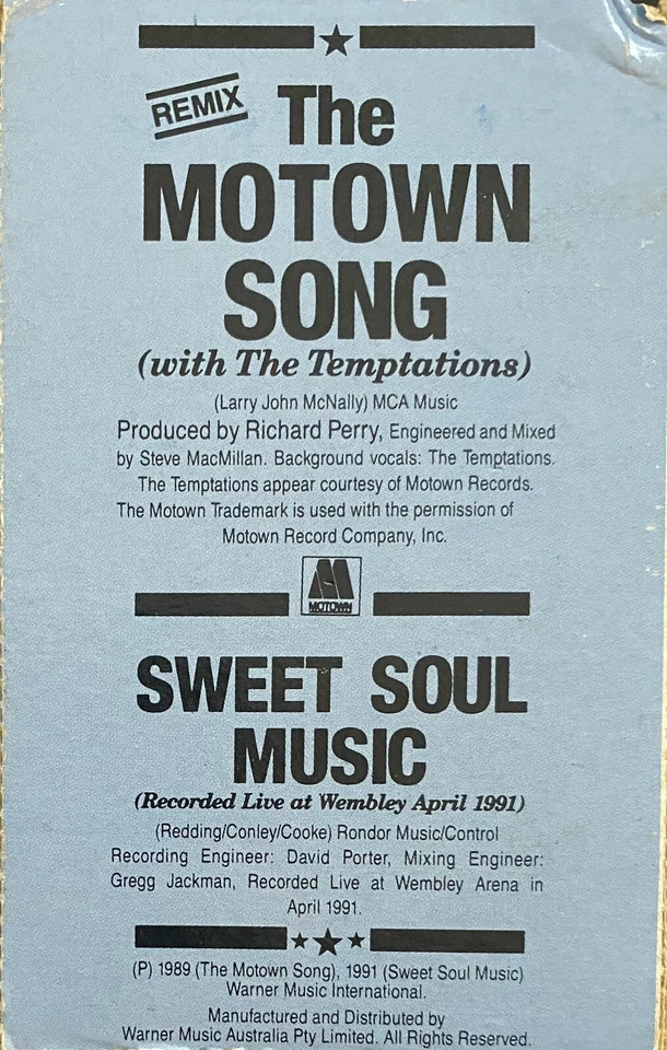 Rod Stewart The Temptations The Motown Song Australian Cassette Cassingle - Image 2 of 4