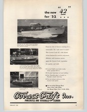 1952 PAPER AD Correct Craft 42' Cabin Cruiser Yacht Motor Boat18' 15'