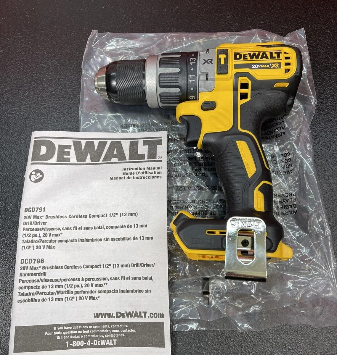 Taladro Atornillador a Batería DEWALT DCD796E1 13mm 20V