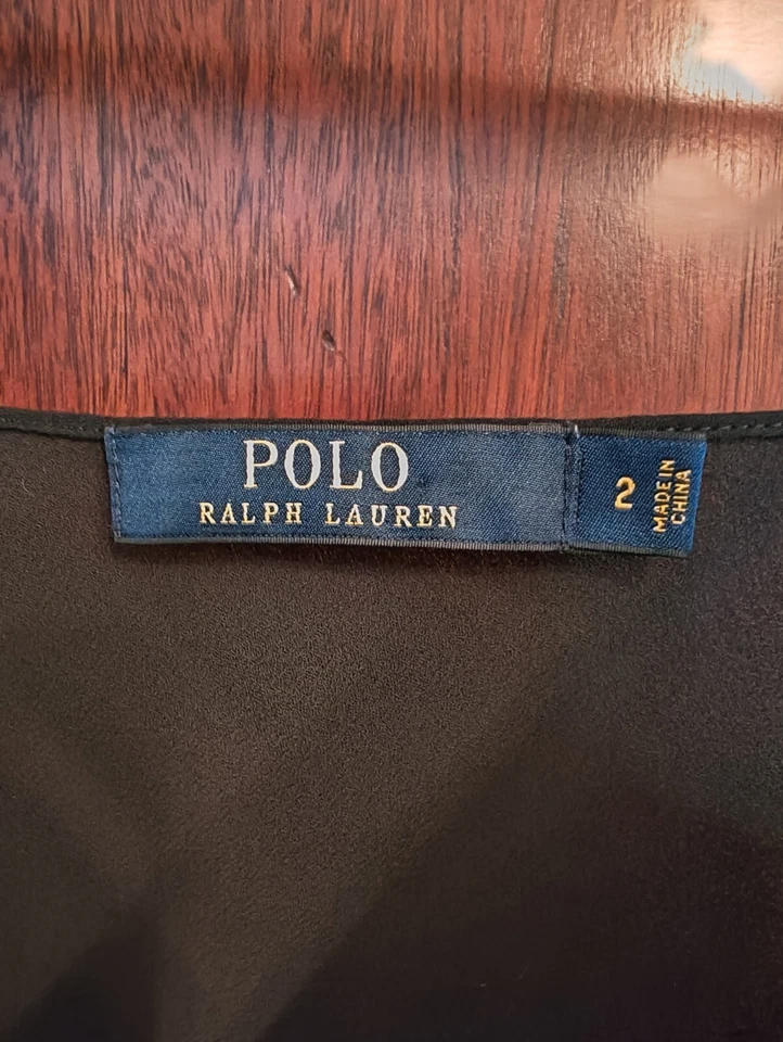 Maxi Vestido Ralph Lauren Seda Talla 2 Negro Volantes en Niveles NUEVO con ETIQUETAS PRECIO DE VENTA SUGERIDO POR EL FABRICANTE $598 Foto 4 de 4