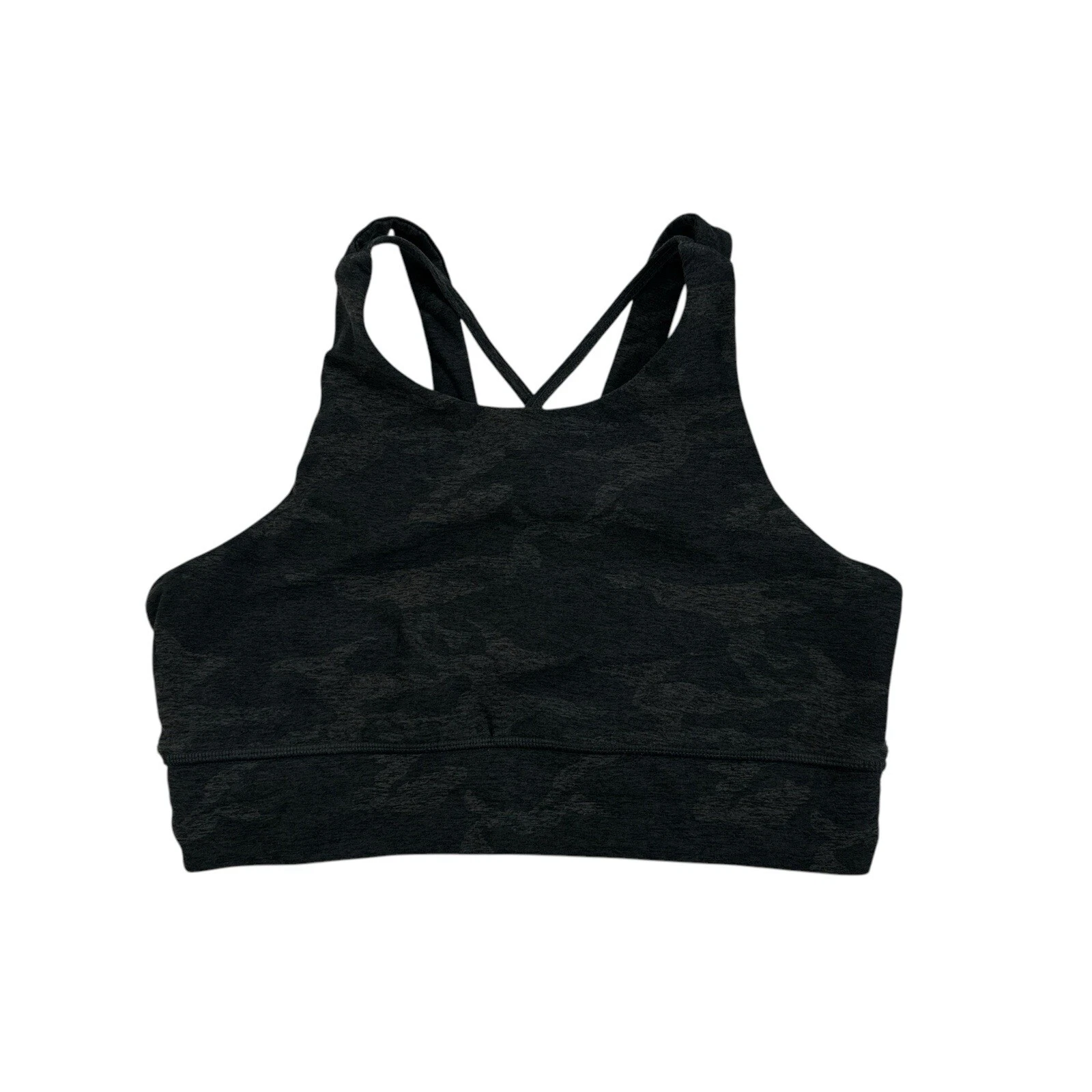 vuori elevation high neckline grey camo tank-bra