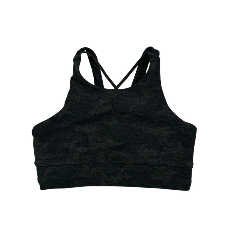 vuori elevation high neckline grey camo tank-bra