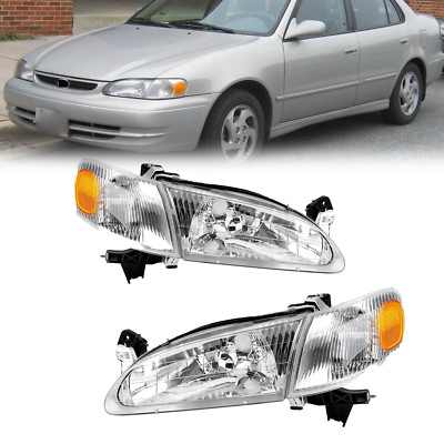 Fit For 1998-2000 Toyota Corolla Combo Set Headlights & Corner Parking Lights 98