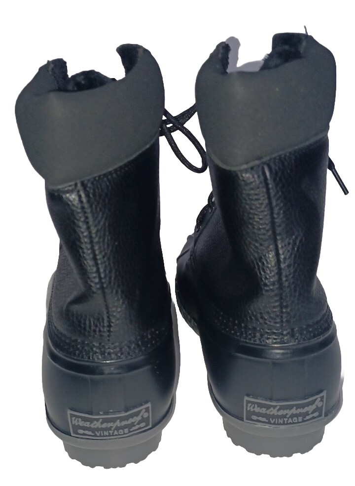 Weatherproof Vintage Adam II Mens Black Faux Fur Lined Duck Boots Size 12M D1 Weatherproof Vintage Adam2 Mens Duck Boots Black Lace Up  main image 2