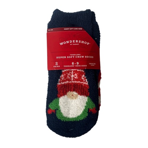 Wondershop Toddlers Super Soft Christmas Crew Socks Two Pairs Size 5-9 New