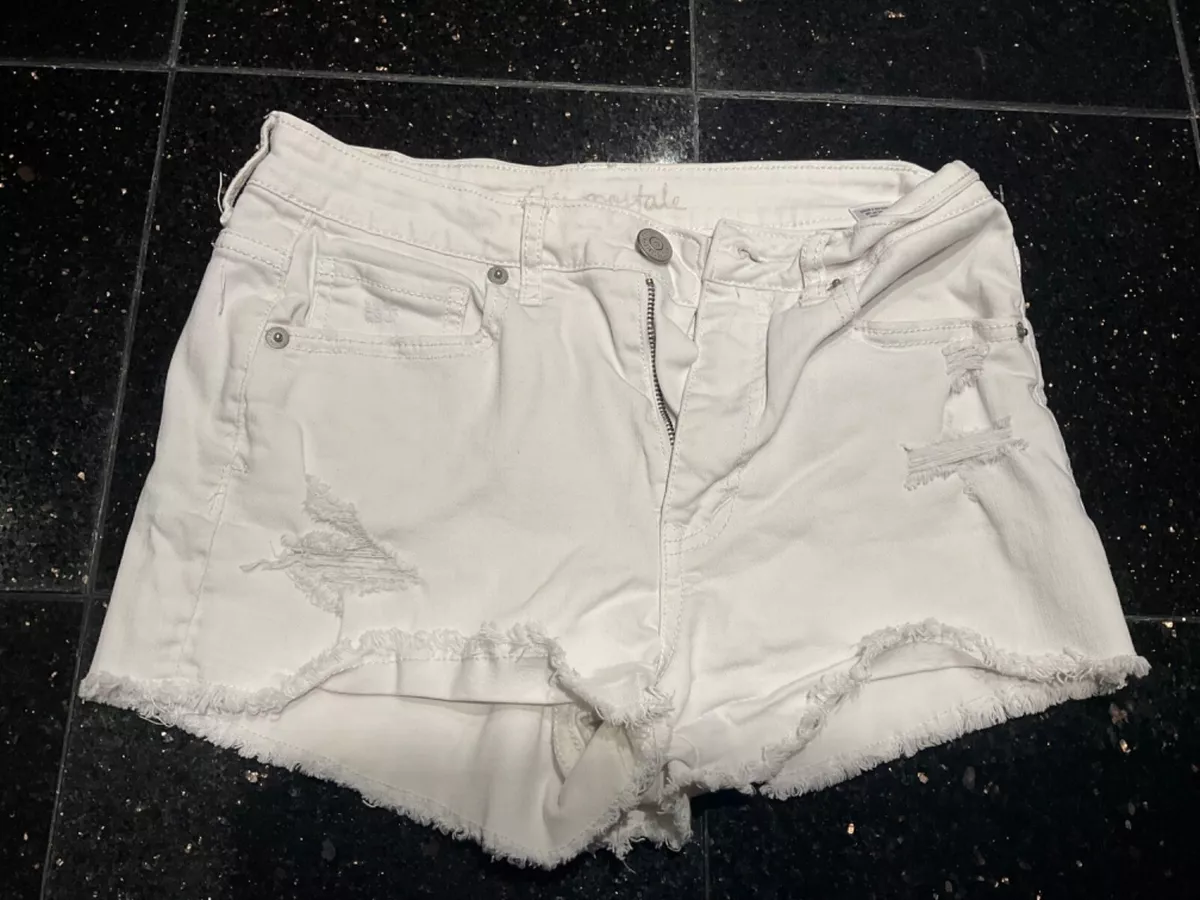 White ripped top high waisted shorts