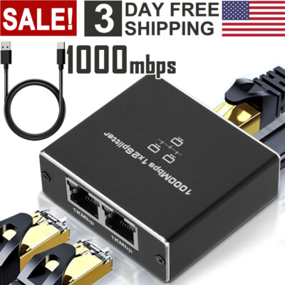 Ethernet Splitter 1 in 2 Out LAN Internet Cable Splitter Network Connector RJ45
