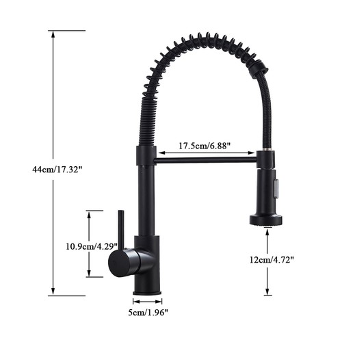 Matt Black Monobloc Kitchen Sink Mixer Tap with Pull Out Hose Spray Single Lever - Picture 7 of 12
