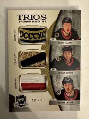 2021-22 The Cup Trios Premium Materials /10 Ottawa Senators Tkachuk Brown Chabot