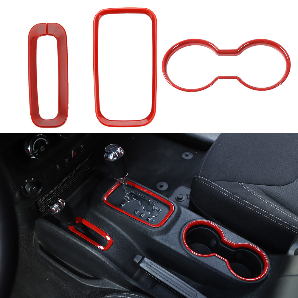 Gear Shift & Cup Holder Cover Trim Decor Bezel for 201118 Jeep JK