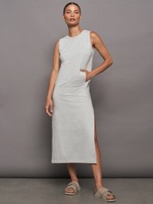Norma kamali sleeveless tailored terry side slit dress new small