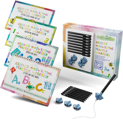 Grooved Handwriting Practice Books for Kids 3-7 | Reusable Letter Tracing with M