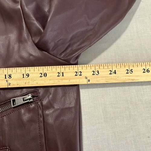 JF J. Ferrar Men's Large Jacket Burgundy Faux Leather Full Zip NEW image 3