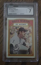 1972 TOPPS Billy Martin IA #34 Baseball Trading Card CGC Grade 7 Near Mint