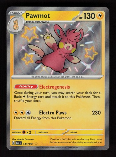 Pawmot Shiny Rare Paldean Fates 144/091 Near Mint