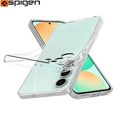 Handyhülle für Galaxy S24 FE Spigen Case Cover Futeral Transparent mit Glitzer