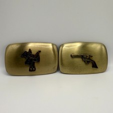 Chambers Best Co. Belt Buckles pistol horse saddle brass vintage