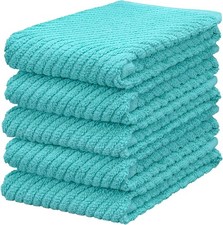 Toallas de cocina de felpa 100 % algodón, 16 X 19 pulgadas, azul (paquete de 5)