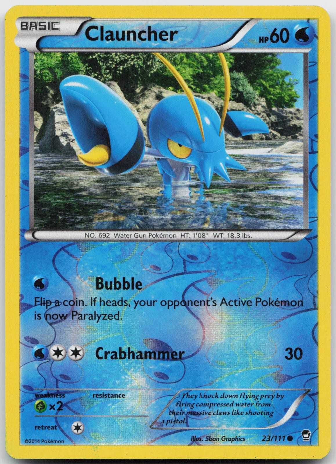 Clauncher 23/111 Reverse Holo Pokemon Furious Fists - NM