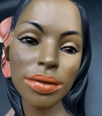 MARWAL Chalkware Hawaiian Girl Bust Polynesian Hula Hibiscus