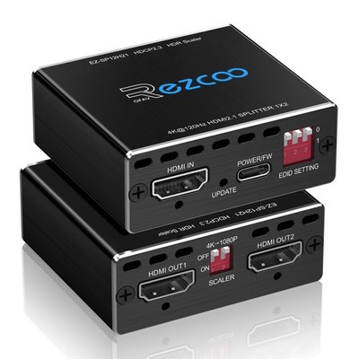 ROFAVEZCO 4K 120Hz HDMI 2.1 Splitter 8K 60Hz 1 in2 out VRR ALLM HDCP2.3... 