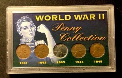World War II Penny Collection 1941-1945 Including 1943 Steel Cent