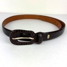 Lauren Ralph Lauren Brown Italian Leather Belt Large croc embossed old money