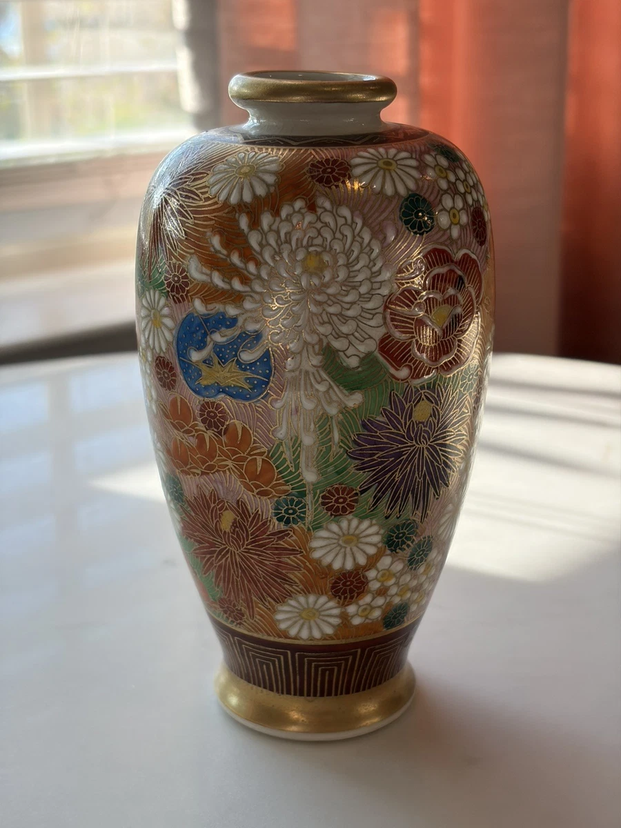 日本の風景陶器花瓶 ノリタケ オールドノリタケ 夕焼湖畔風景絵 花瓶 27cm : アンティーク