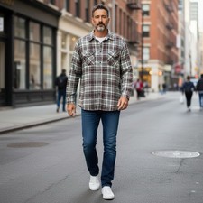 Vintage American Edition Multi Color Plaid Flannel Shirt USA Made Sz Large Tall