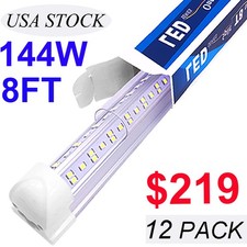 144W 8FT LED Tube Light Bulbs Integrate 8' 4 Row V Shaped LED Shop Light Fixture
