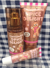 3 Piece NEW Cinnamon Spice Delight Travel Mist Cream Lip Set Bath  Body Works