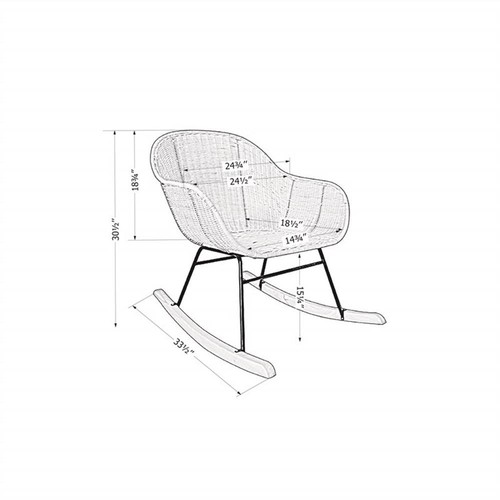 Pemberly Row Modern / Contemporary Rattan Rocking Chair Black Rattan - Picture 5 of 6