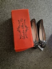 Womens Slip On Glitter Metal Pump Ladies Ballerina Shoes In Black Size UK 3 - 8