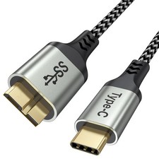 Short USB C Hard Drive Cable-1FT, Micro B 10Gbps External 1FT, Grey