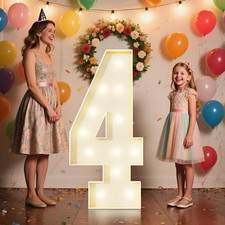 4FT Marquee Numbers 4 Sign,Large Light Up Numbers Party Decoration - Hook and...