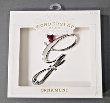 Monogram Letter Cursive Initial G Christmas Ornament Silver Tone Metal TARGET