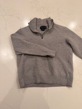 Christian Lacroix Half Zip Sweater Size Large, 100 Extra Fine Merino Wool, Grey