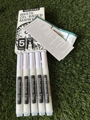 Artistro White Paint Marker Pens - 6 Pack Oil-Based Permanent Markers Set