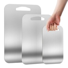 3 PCS 304 Stainless Steel Cutting Board For Kitchen, Non-Staining Odor-Free, ...