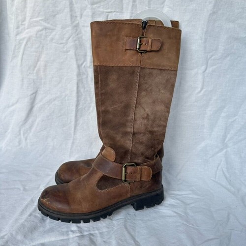 B.O.C. Braune Lederstiefel mit Absatz Schnallendetail kniehoch Western Motorrad Herbst 8,5 - Bild 6 von 8
