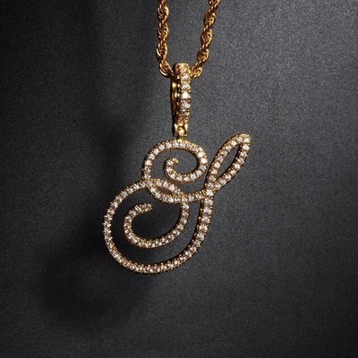 1Ct Round Lab-Created Diamond Initial ''S'' Letter Pendant 14K Yellow Gold Plated
