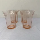 Jeanette Pink Depression Glass Cherry Blossom Art Deco Juice Tumbler Set Of 4