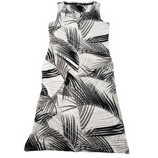 Talbots Palm Leaf Print Midi Dress Women Petite Medium Sleeveless Pockets V-Neck