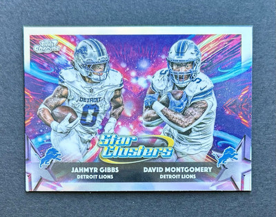 NFL 2025 Topps Chrome Cosmic, Star Clusters, Gibbs/Montgomery, Lions #SC-9