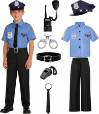 Kids Police Officer Costume Set for Boys Girls Halloween Role Play Police
