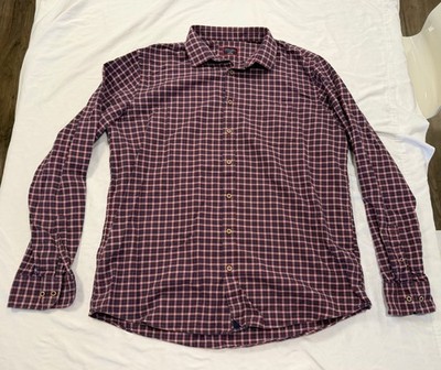 Untuckit Shirt Men XXL 2XL Tall Check Red Tesoro Flannel Soft Button Up