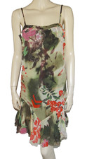 Abito vintage JOHN GALLIANO stampa floreale SETA slip flapper IT 40 US 4 nuovo con etichette