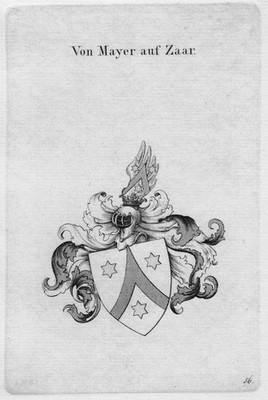 1820- Mayer Zaar Wappen Adel coat of arms heraldry Heraldik crest Kupferstich