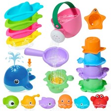Baby Bath Toys for Kids Ages 1-3, 17PCS Mold-Free No Hole Bath Toys, Pool Wat...